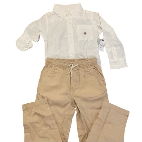 GAP Other - Gap Boys White Button Down Shirt & Tan Pants Set New Size 4